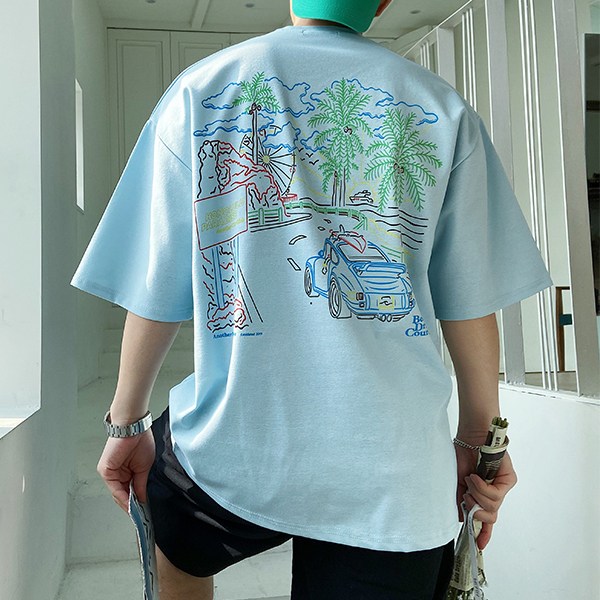 테이크잇컴퍼니 남자 자동차 백프린팅 오버핏 아이스 분또 반팔 티셔츠 29,800원