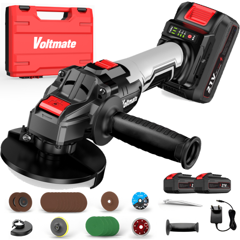[국내발송] VoltMate 독일 과학 기술 21V BLDC 무선 충전식 전동 브러시리스 그라인더 4.0ah 고성능 리튬 그라인더 연마기 광택기 배터리 2개 세트, 1개 139,500원