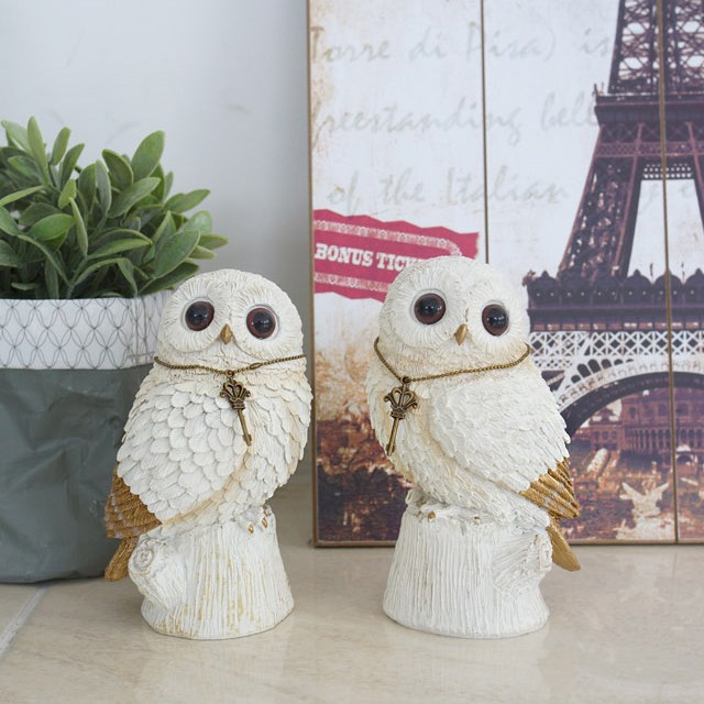 화이트 아일랜드 부엉이 2종세트 흰 올빼미 커플 장식품 인형 인테리어 소품 디자인 아이디어 상품 21,890원