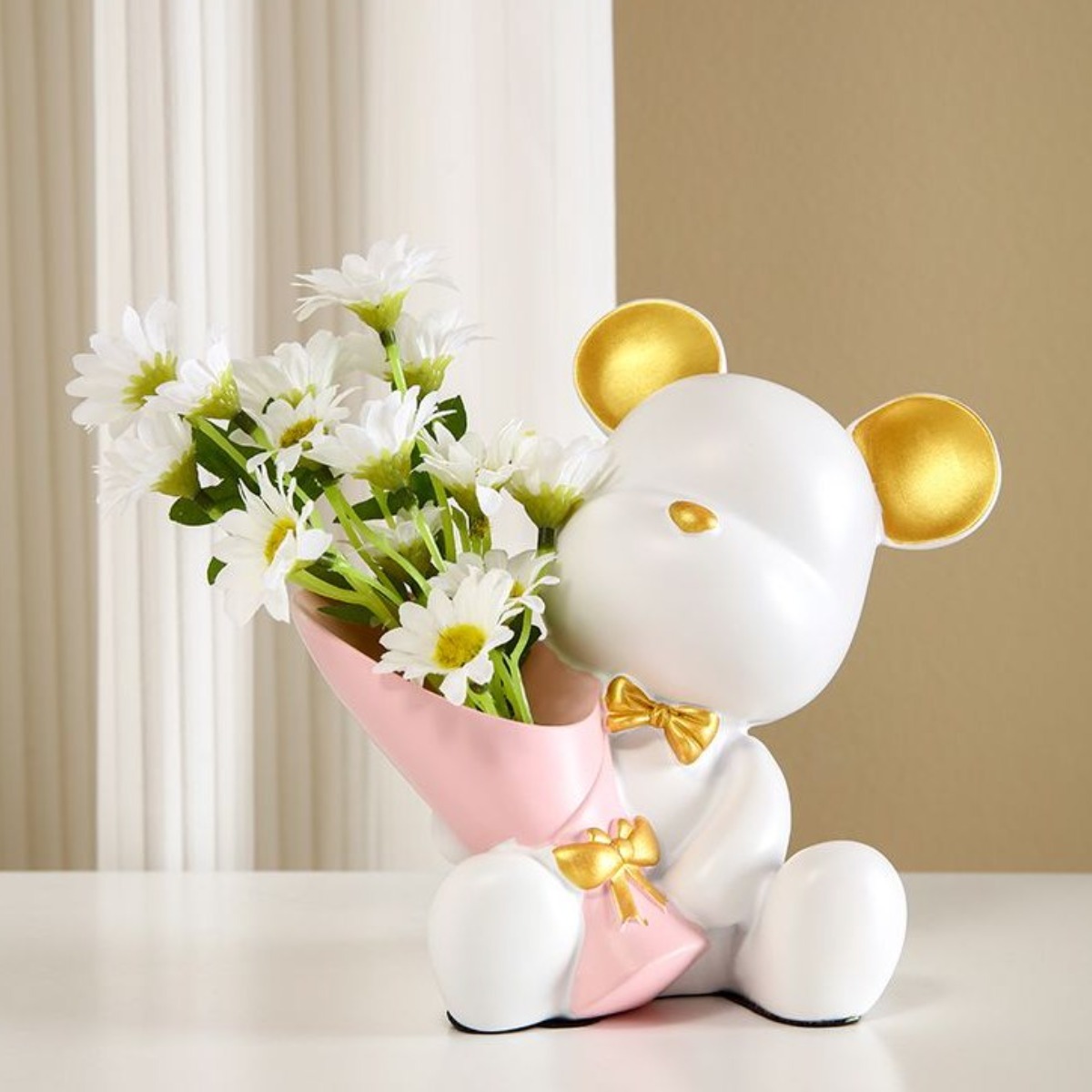 베스티스트 곰돌이 화병 조화 장식 소품 화병 조화 장식 소품, 1개, 화이트 23,900원