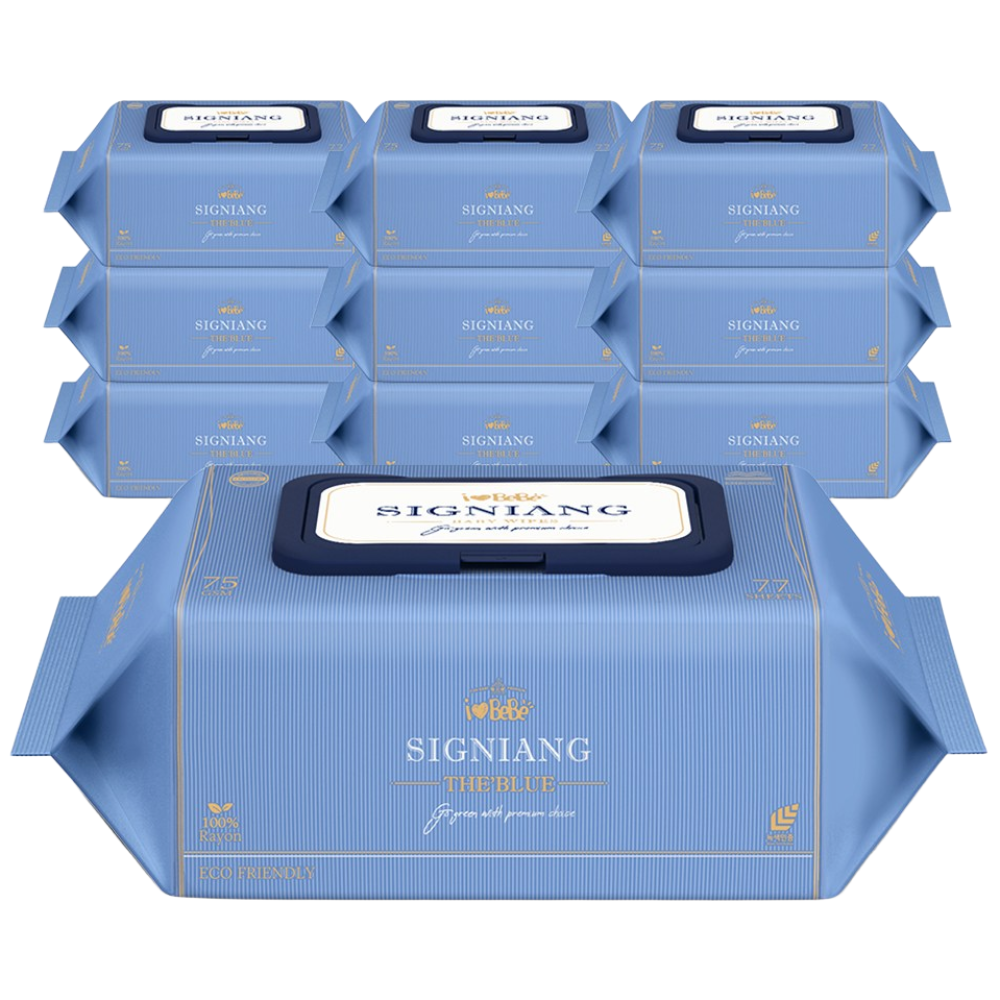 아이러브베베 시그니앙 75g 더블루 77매 10팩 캡형 아기물티슈, 75g, 10개입, 1세트, 현재가 18,790원