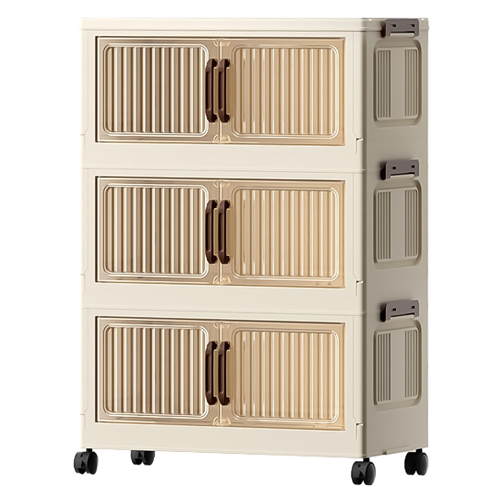 SSOK-DARM 쏙담 대용량 플라스틱 이동식 수납 정리 빈티지 폴딩 리빙박스, 3단, 화이트 45,980원