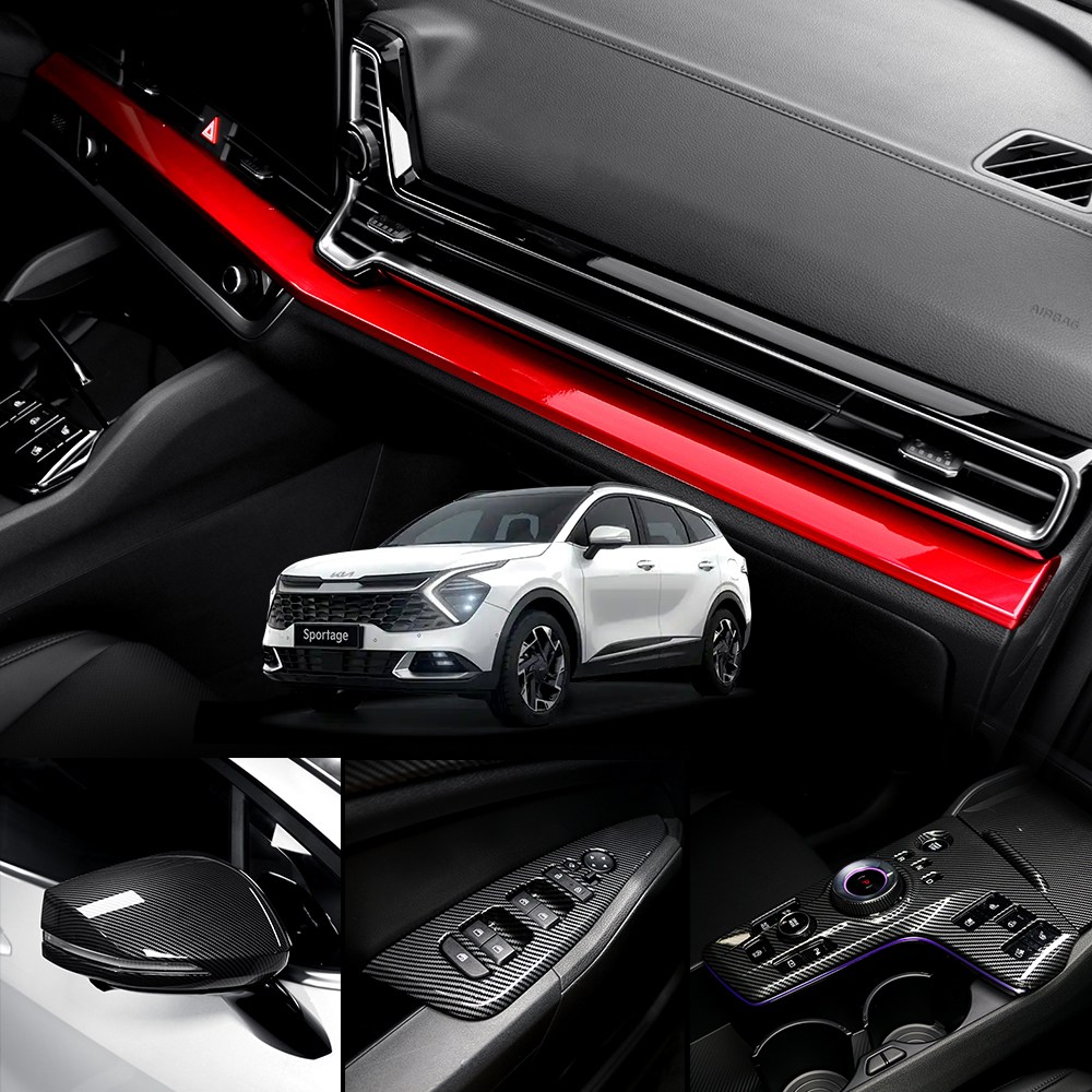 더블랙 호환 디 올뉴 스포티지 NQ5 실내외 튜닝 용품 카본 레드 몰딩 모음 차량 용품 7,000원