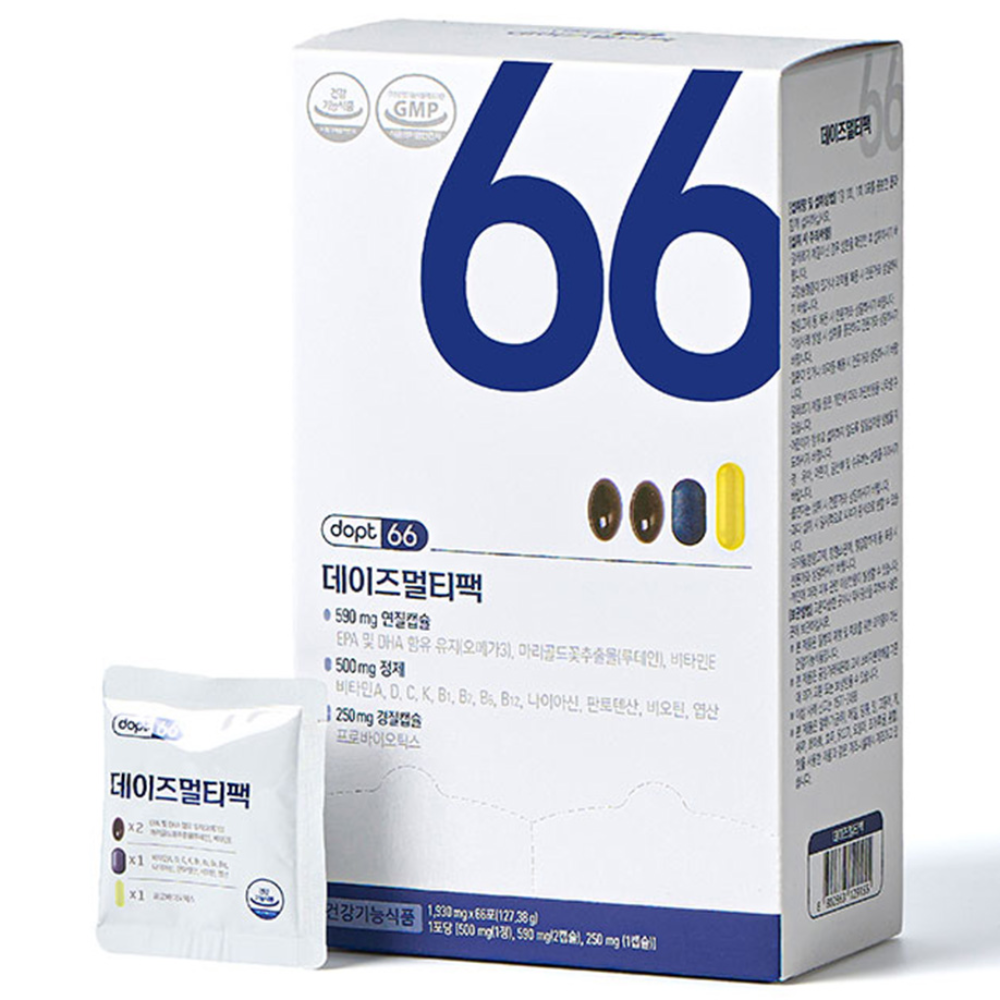데이즈멀티팩 종합영양제 올인원영양제 멀티비타민+유산균+rTG오메가3+루테인, 66회분, 1박스 89,000원