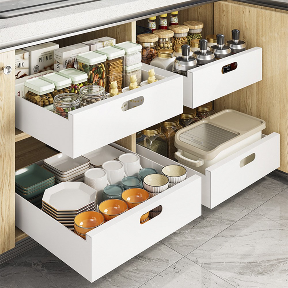 무타공마켓 완벽정리 접착식 슬라이딩 주방 선반 정리대 4size 2colors, 블랙 18,900원