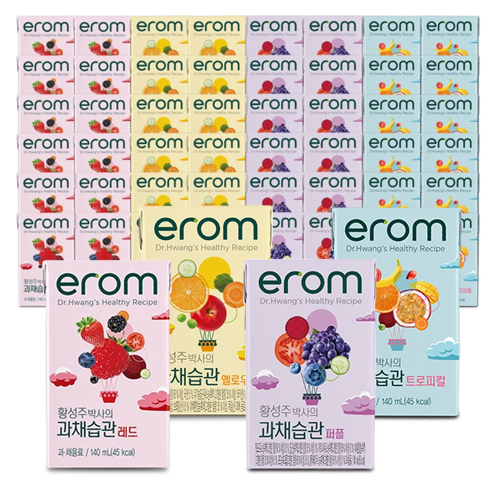 이롬 과채습관 레드 24팩+퍼플 24팩+옐로우 24팩+트로피컬 24팩 (140ml/96팩) 49,900원