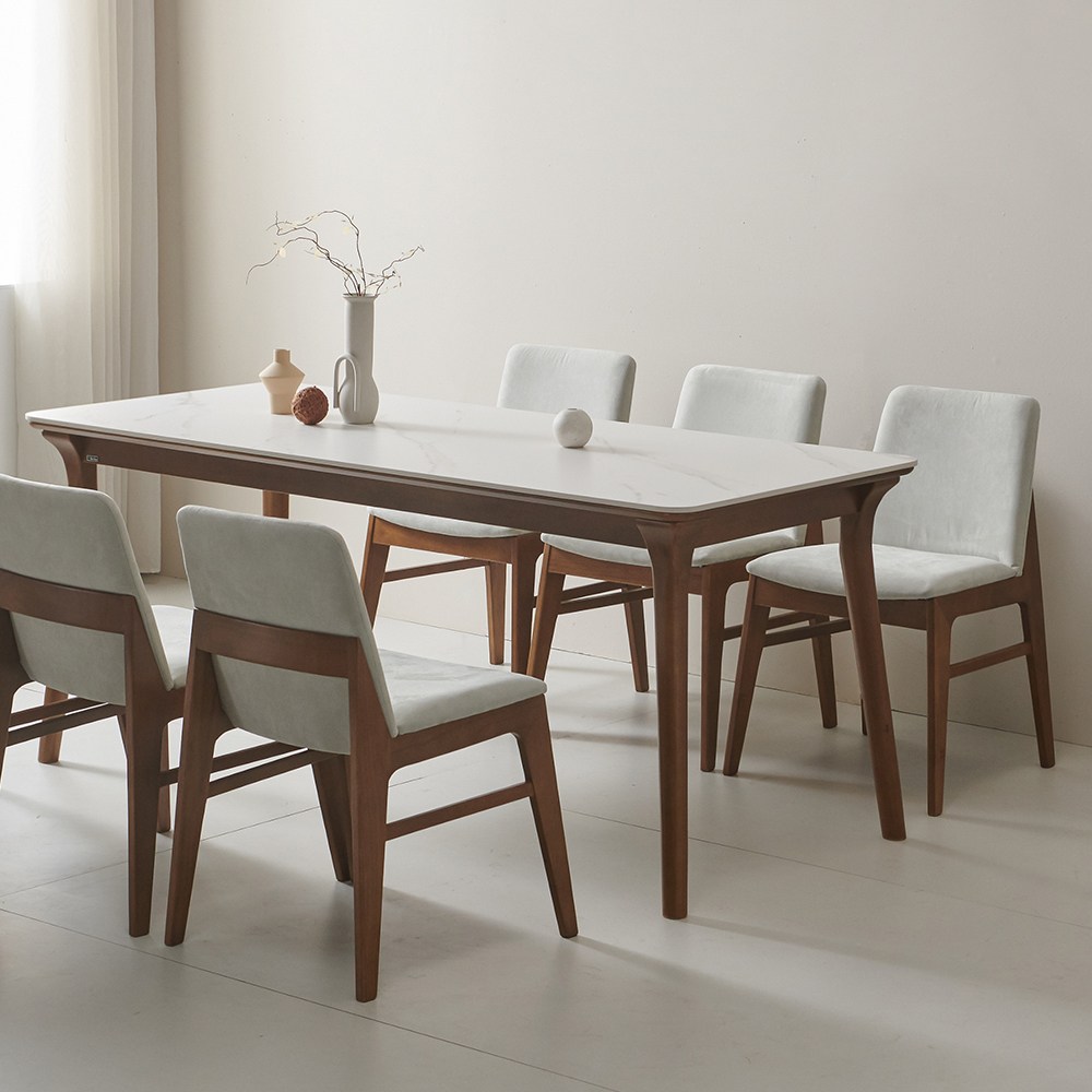 루나 포세린 세라믹 원목 6인 식탁세트 1800 의자형 IKLN2B 749,000원