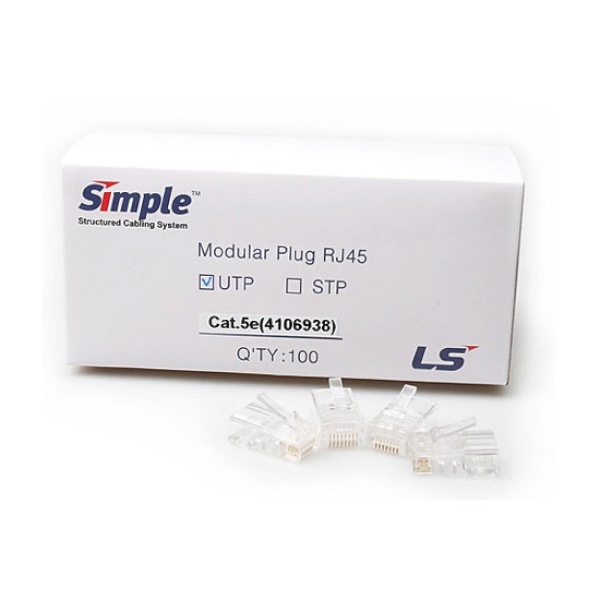(LS전선) RJ-45 커넥터, CAT.5E UTP (LS-MP-UC5E-RJ45) (투명/100개) 12,000원
