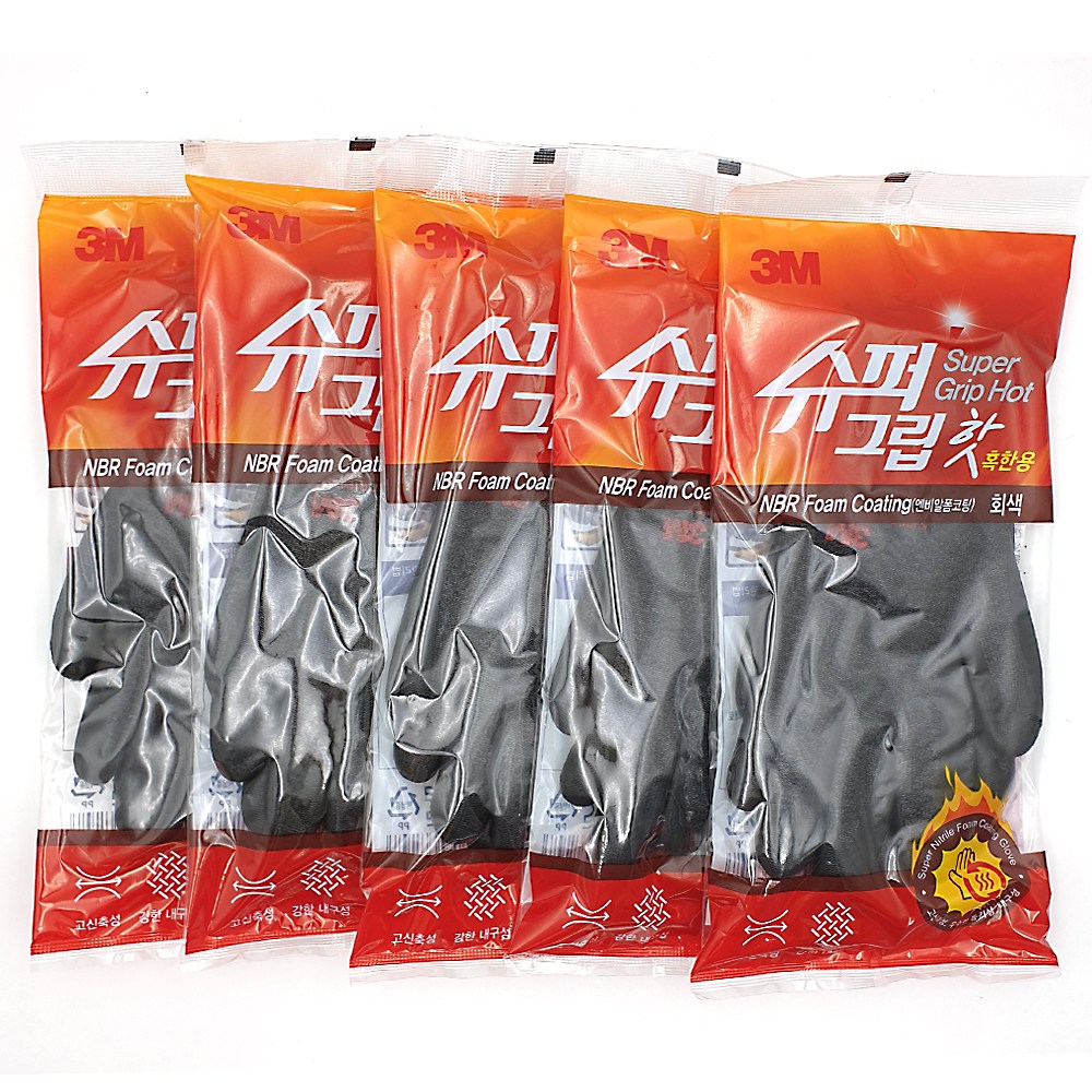 3M 슈퍼그립 핫 혹한기용 장갑, 5개, 그레이 (M) 27,950원