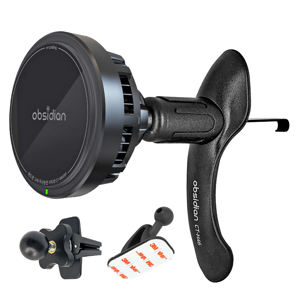 옵시디언 차량용 Qi 2 맥세이프 e쿨링 송풍구 핸드폰 거치대, 1개, 블랙 47,800원