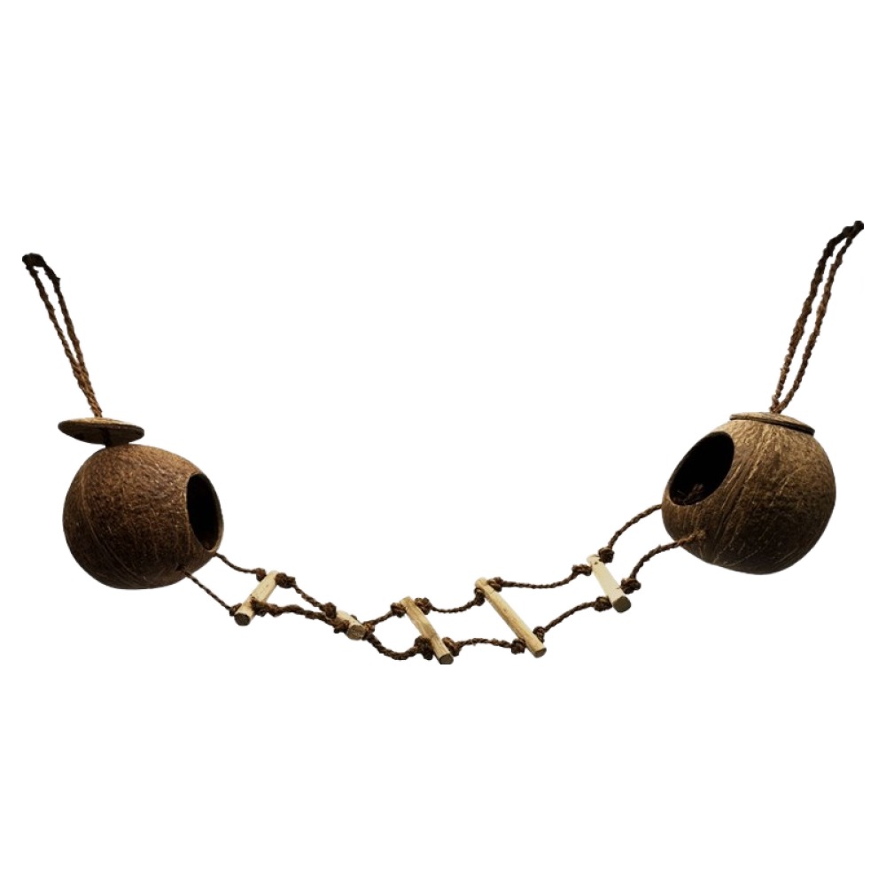 펫츠핸들러 실론 코코넛 쉘 걸이형 야자 브릿지 해먹 은신처 놀이터, 혼합색상, 1개 15,300원