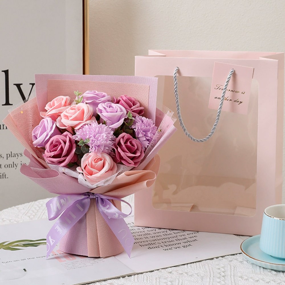 유니팡 러블리 로맨틱 기념일 장미 11송이 비누 꽃다발 + 쇼핑백, 1개, 퍼플 15,900원