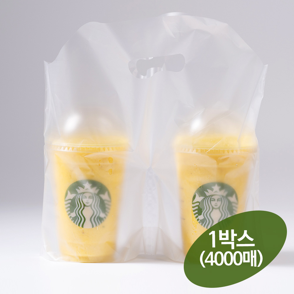 [비닐몰] 테이크아웃 커피봉투 비닐캐리어 2구 무지 4000매 1박스, 1개, 4000개입 135,520원