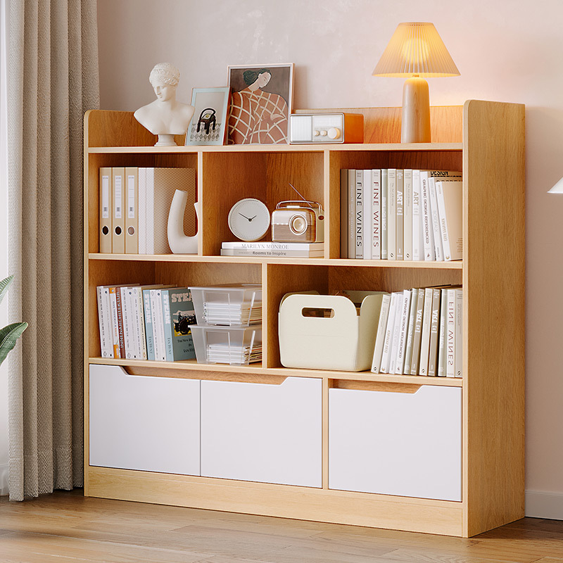 1200 A형 오픈책장 와이드 책장 가로형 낮은책장 서랍장 다용도 수납 책장 사무용책장 거실 공부방 아이방책장 교구장, 4단, 라이트 월넛 82,000원