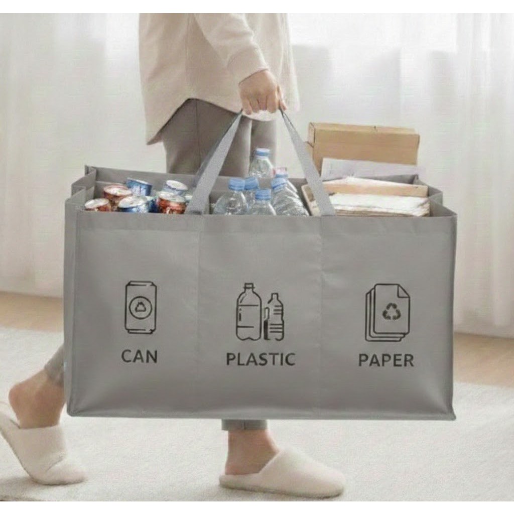 퓨어센스 3단 슬림 손잡이 일체형 쓰레기 재활용 분리수거함 11,900원