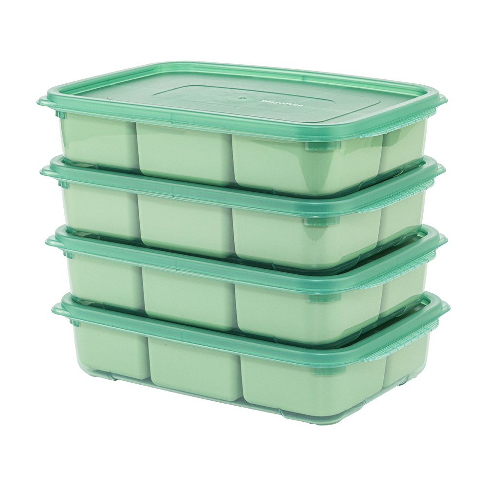 이지앤프리 튼튼이 웨이브킵 나눔용기 1700ml + 6분할 큐브용기 그린 세트, 1세트, 1700ml 6분할 그린 4P 19,900원