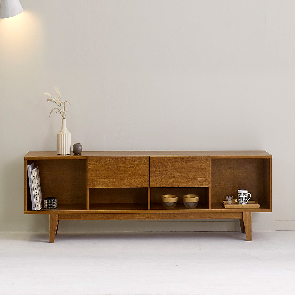 리홈 헤이든 고무나무 원목 거실장 1800 TV다이 서랍 수납형, 단품 229,000원