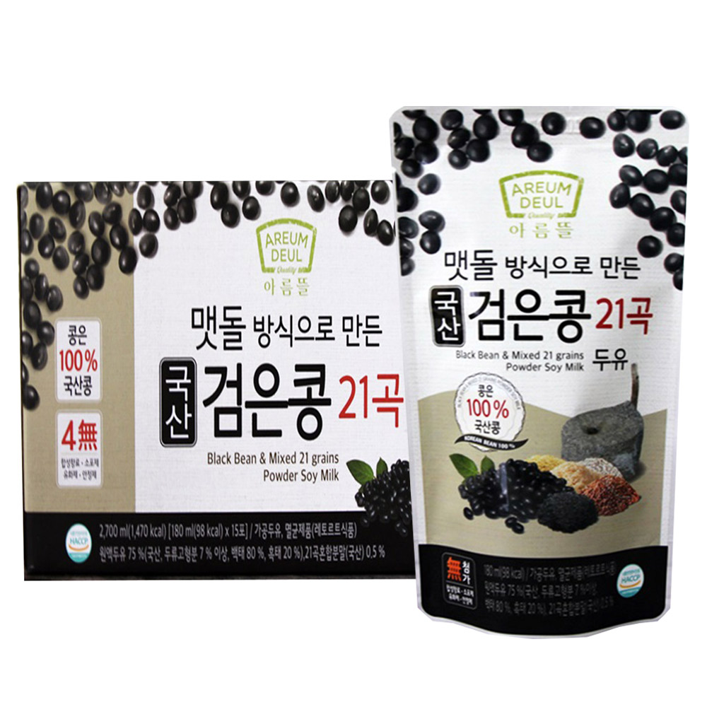 [본사직영] 아름뜰 100% 국산 검은콩 21곡두유 45팩 ( 4 무첨가 ), 45개, 180ml 31,590원