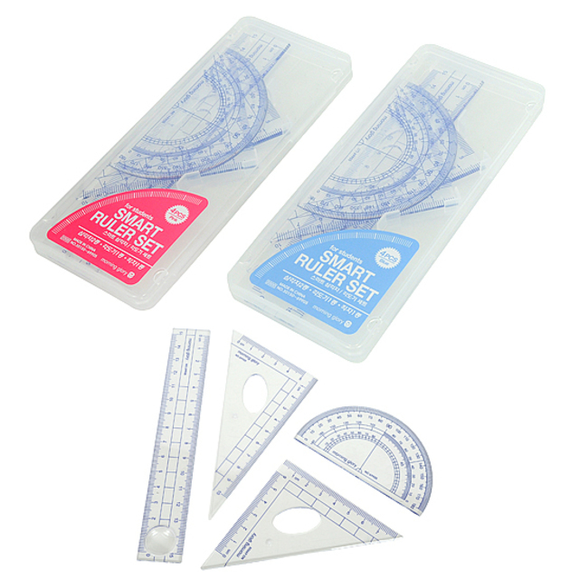 모닝글로리 스마트 삼각자 + 각도기, 핑크, 1세트 3,500원