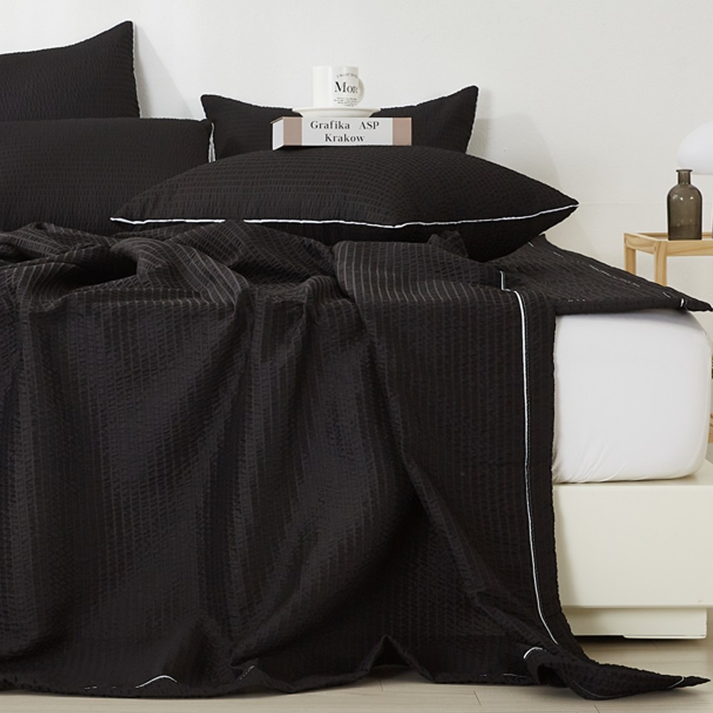 고급스럽고 시원한 시어서커 홑이불 베개세트, 블랙 18,900원