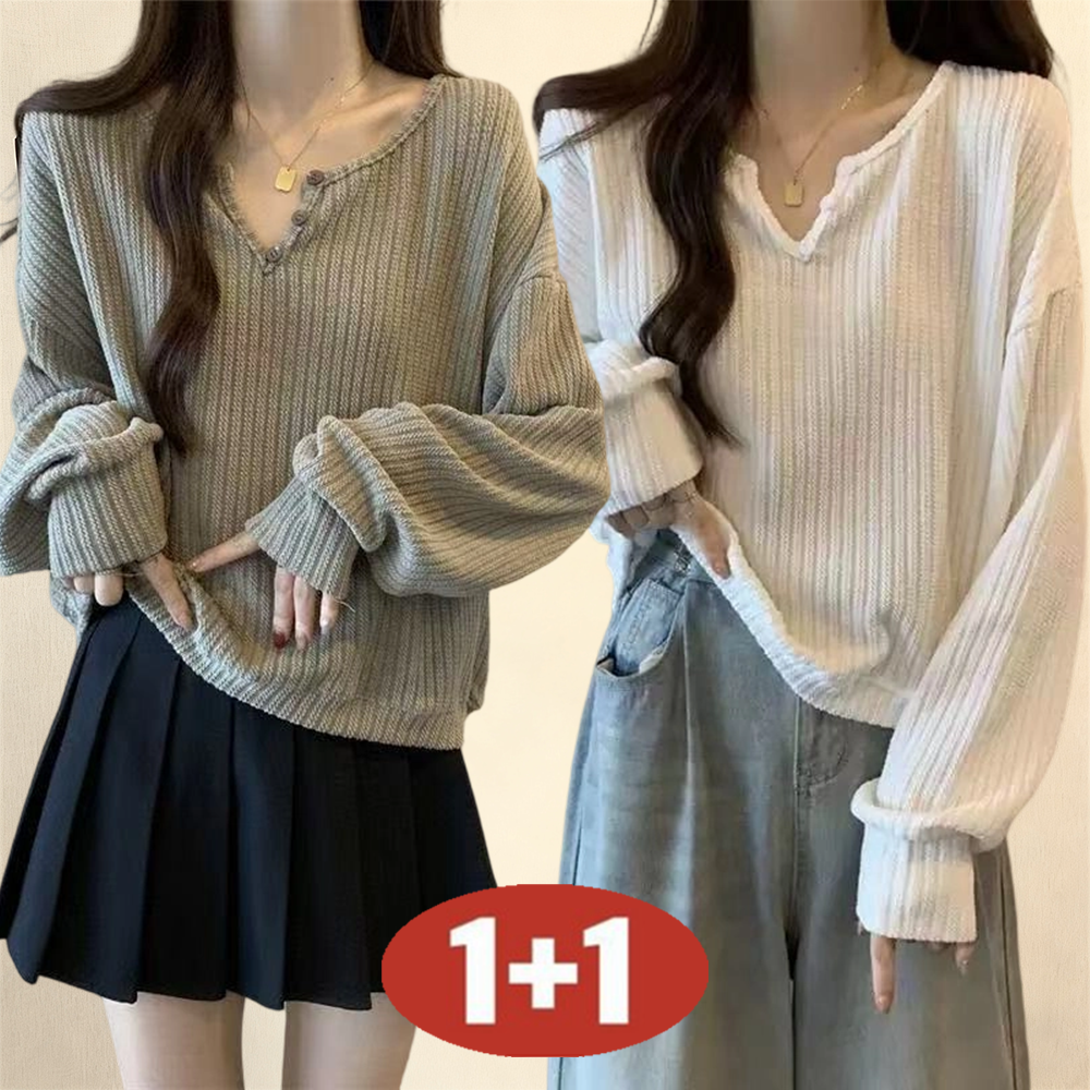 오스틱니 (완전 편한) 100kg까지 빅사이즈 1+1 초특가 야성 봄가을 V넥 빅사이즈 외출용 간절기 겨울 긴팔 니트 18,370원