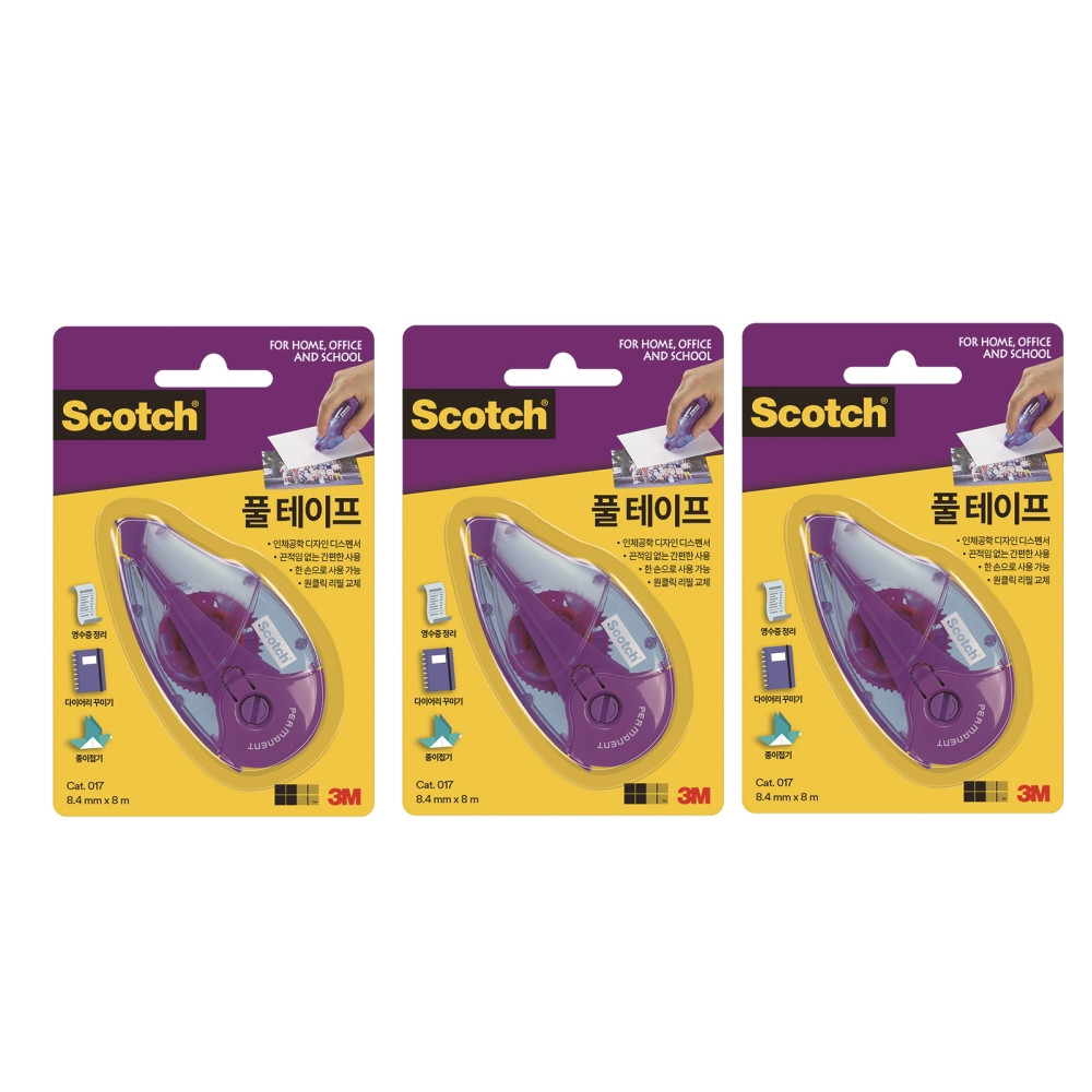 3M 투명양면테이프 풀테이프 8.4mmx8M(3개입), 3개 15,800원