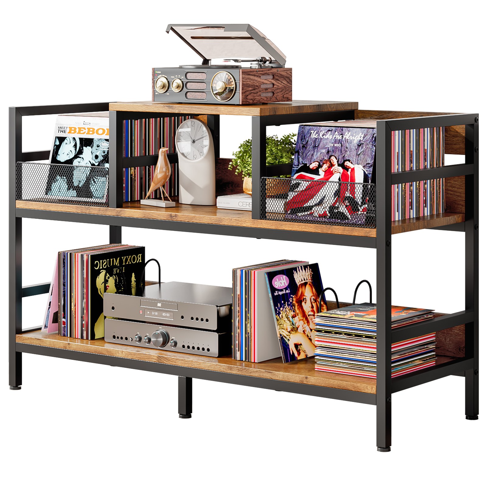 MeFun 빈티지 레코드 수납장 조절 가능 칸막이 거실 음악당 CD숍 129,000원