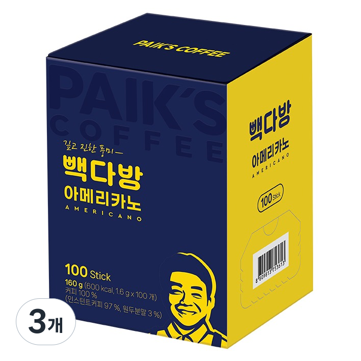빽다방 아메리카노 스틱커피, 1.6g, 100개입, 3개 53,700원