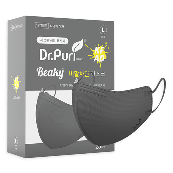 닥터퓨리 비키 비말차단 마스크 대형 KF-AD, 그레이, 1개, 25개입 12,550원