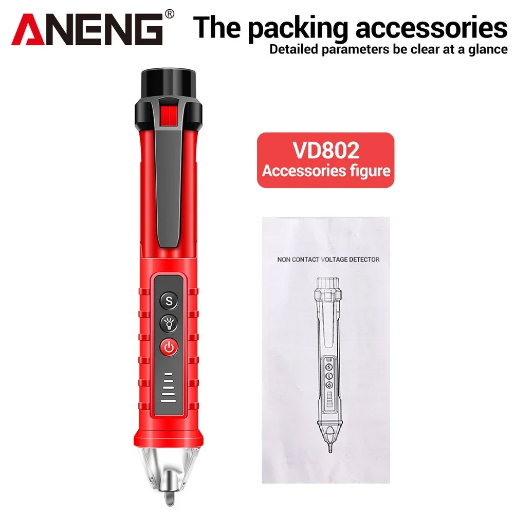 멀티미터 ANENG-VD802 휴대용 비접촉 AC 검출기 테스터, NCV 감도 펜 스타일 전기 표시기 LED 전압 측정기 Vape 12-1000v 8,000원