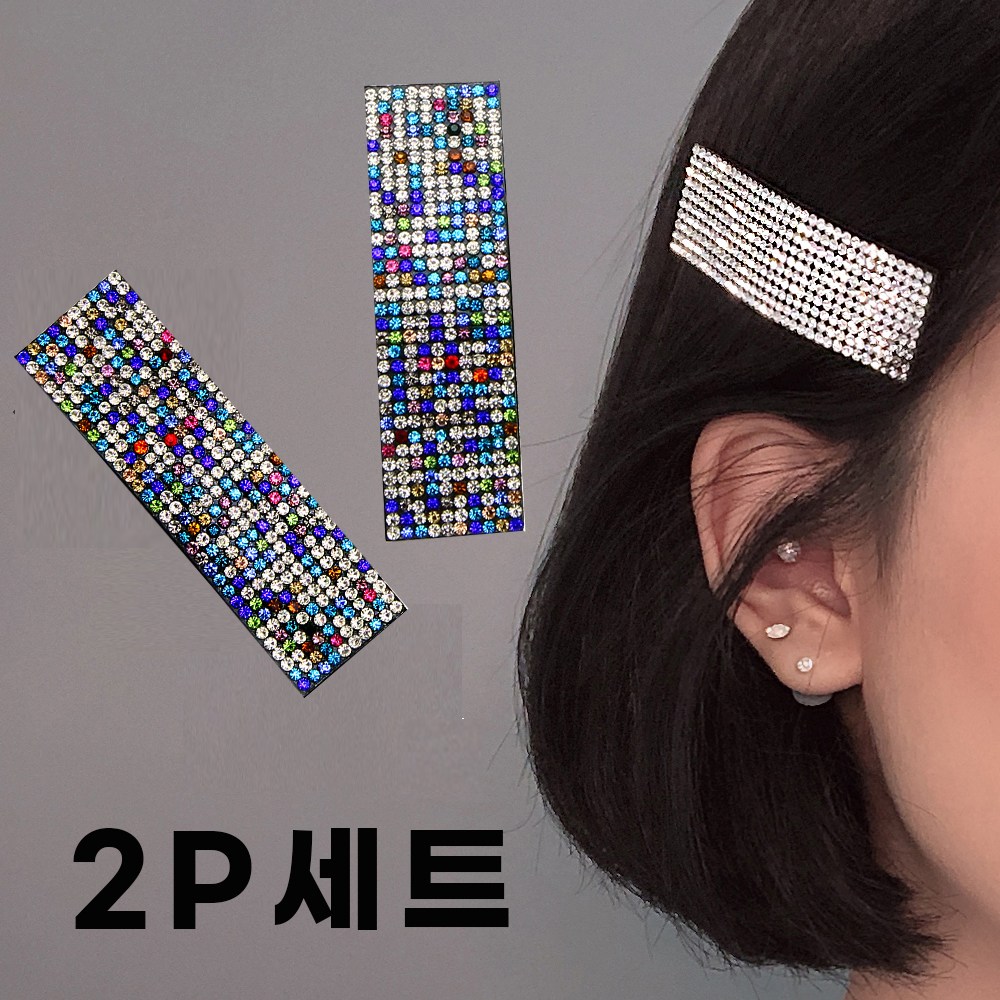 미다미 [2p세트]심플 큐빅 글래스 포인트핀(크리/믹스) 9,900원
