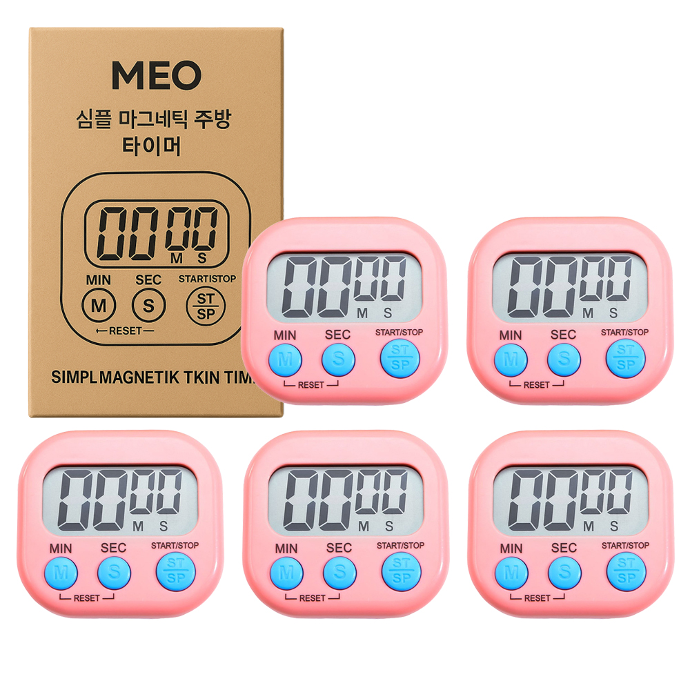 메오 심플 마그네틱 주방 타이머, 핑크, 5개 8,180원