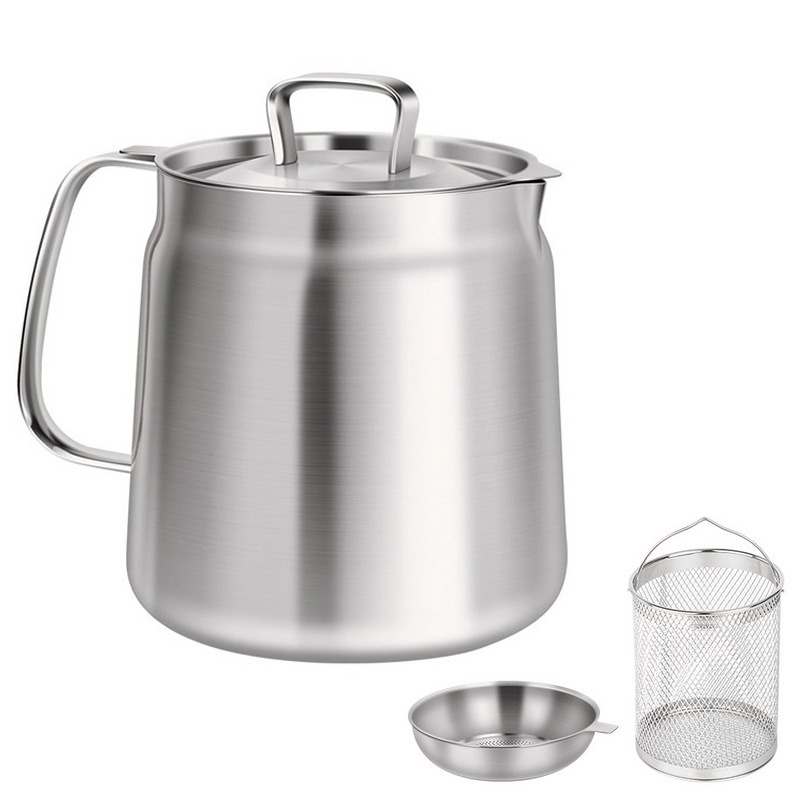 ZOZOFO 가정용 IH 304스텐 케틀팟 파스타 냄비 다용도 주전자 냄비세트 캠핑 라면냄비 인덕션 라면포트 튀김냄비세트, 1세트, (그물+튀김 바구니+뚜껑+집게), 2L 60,750원