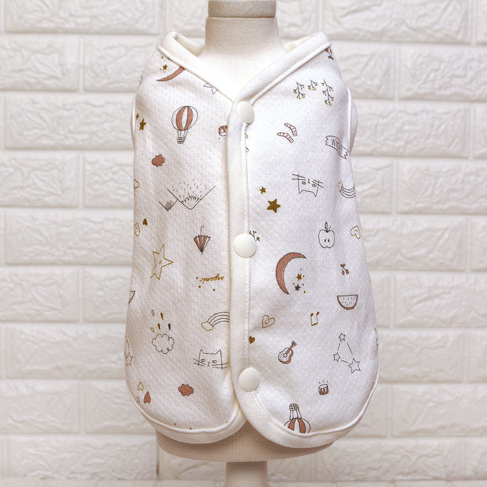 해피앤퍼피 강아지옷 오가닉 실내복 조끼 잠옷 내복 노령견옷 커플룩 애견옷 봄 여름 가을 겨울 XS-3XL, 라라문양면조끼, 1개 25,900원