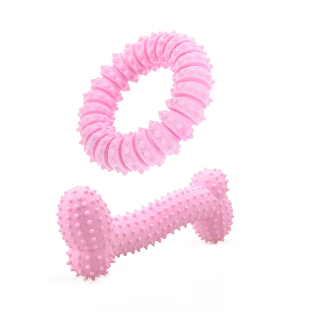 부드러운 고무 구강관리 이갈이 강아지 장난감 2종 구성, 1세트, Pink 19,000원