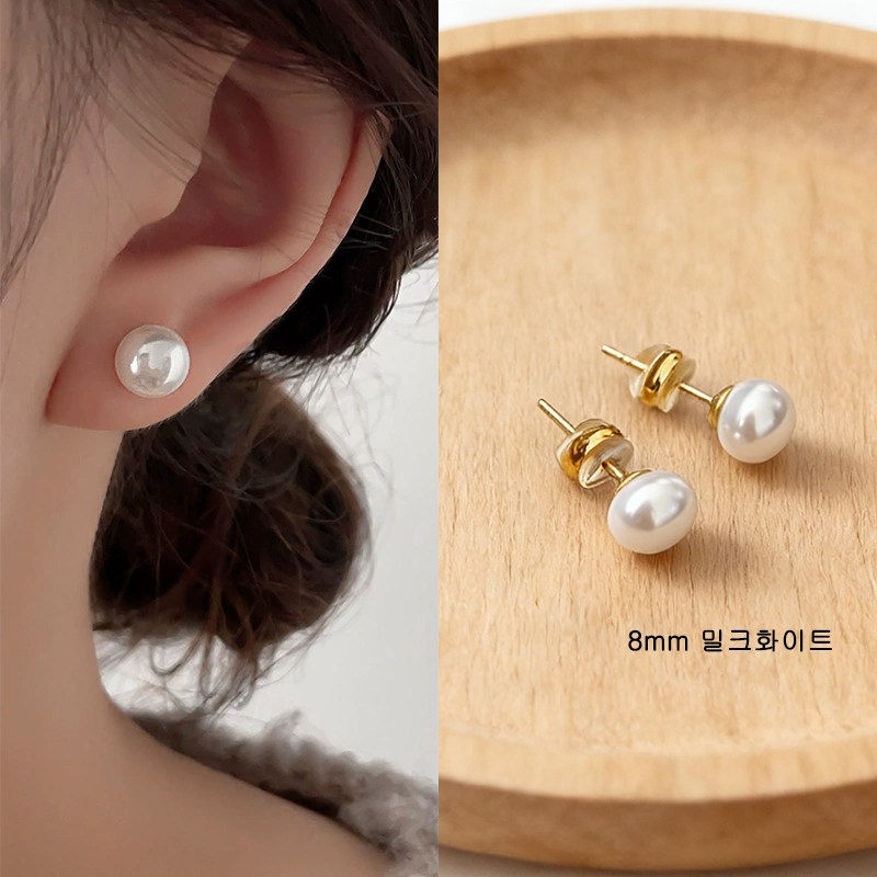 8mm 10mm 12mm 화이트 연분홍 진주 귀걸이핀 , 작은 원형 귀걸이 , 프렌치 스타일 , 분위기있고 매치쉬움 , 부드러운 얼굴선 연출 , 데일리착용 통근하다 여행 7,200원