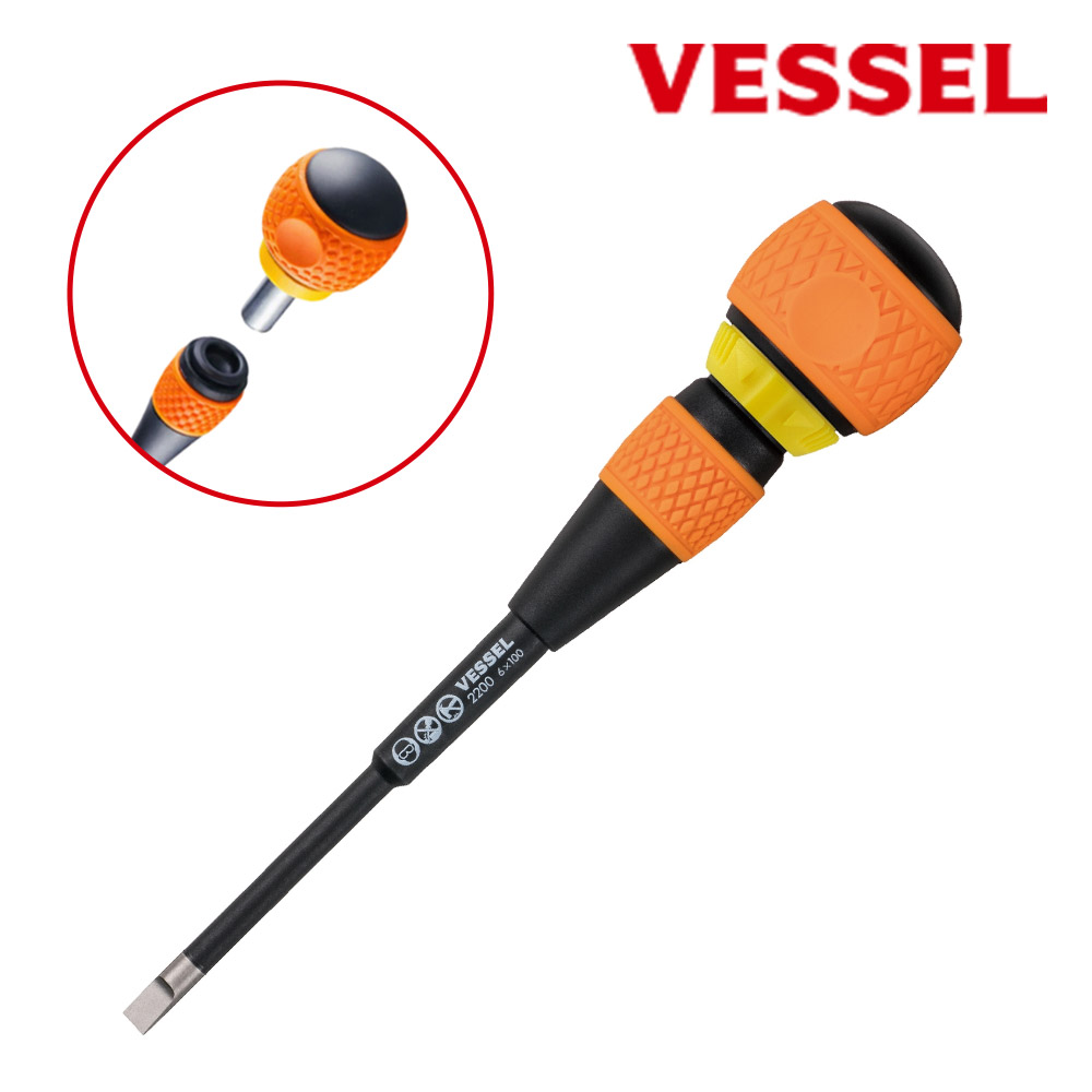 베셀 전공 라쳇드라이버 일자 드라이버 주먹라쳇 분리형 NO.2200 (-) 6x100 20,700원