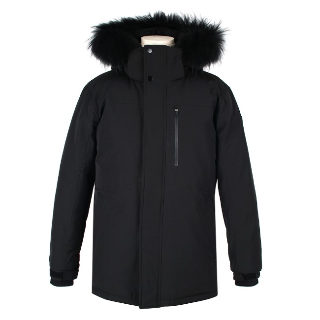 사파리 구스다운 라쿤퍼 후드 블랙 점퍼 T214JPJD504, 현재가 303,450원