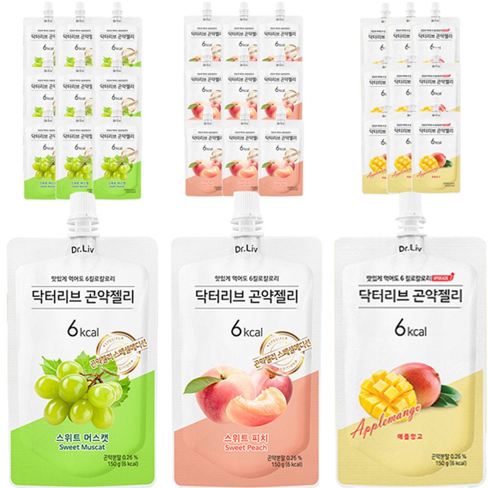 닥터리브 곤약젤리 스위트 머스켓 10p + 피치 10p + 애플망고 10p 세트, 150g, 1세트 36,700원