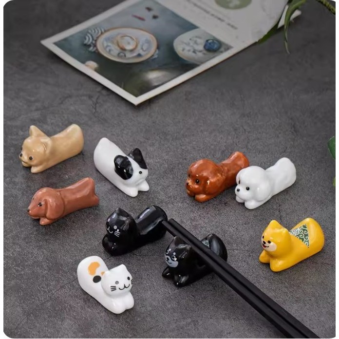 귀여운 세라믹 강아지 고양이 젓가락 홀더 받침, 1개, 하얀고양이 5,500원