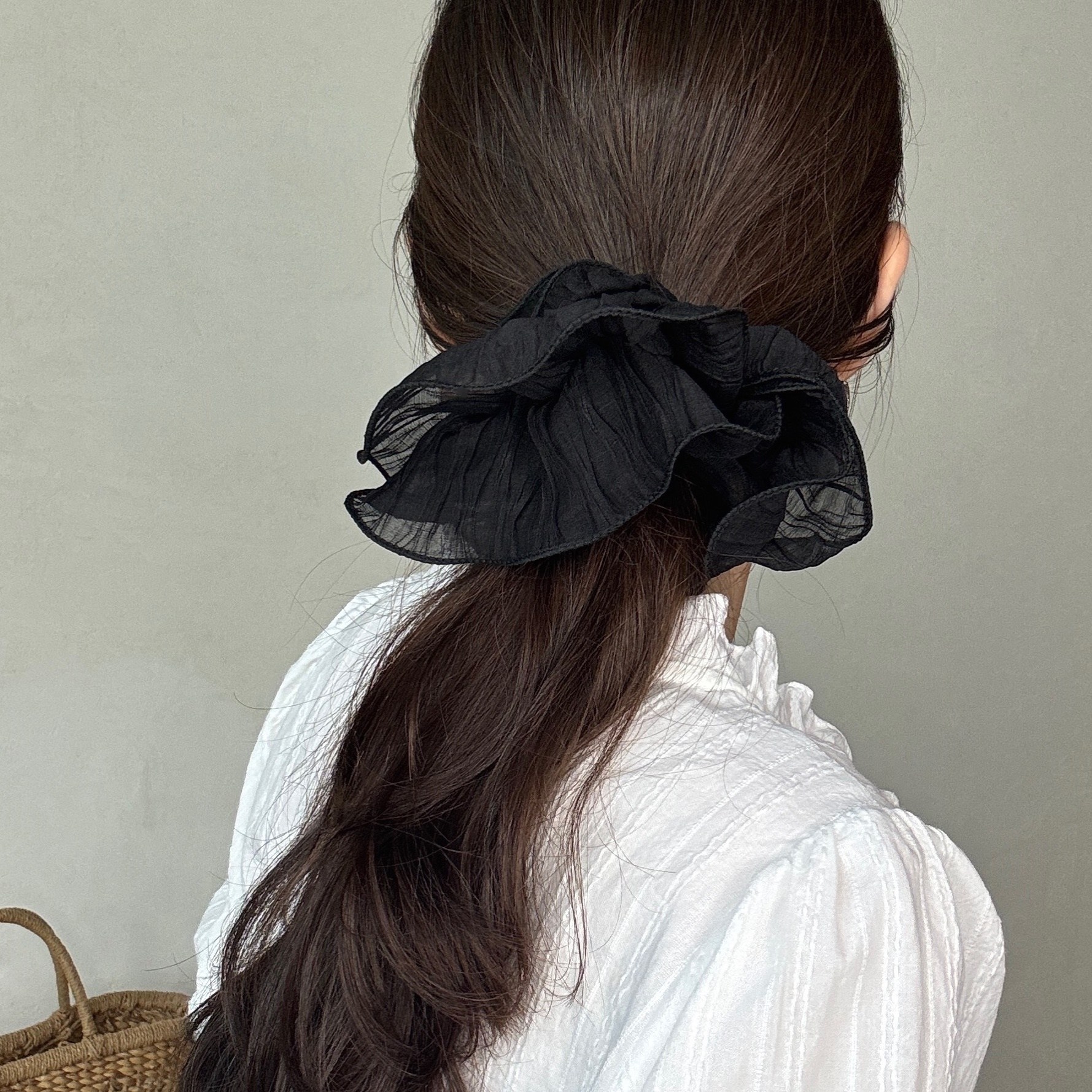 쉬폰 레이스 플리츠 풍성 스크런치 헤어슈슈 빅사이즈 곱창밴드 머리끈 10,900원