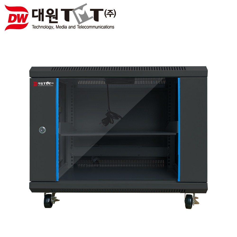 대원TMT 케이지너트 타입 9U 허브랙 H500xD500xW600 블랙 DW-H500B 선반 1개 멀티탭 4구 1개 120mm 대형쿨러 고강도 강화유리 130,000원