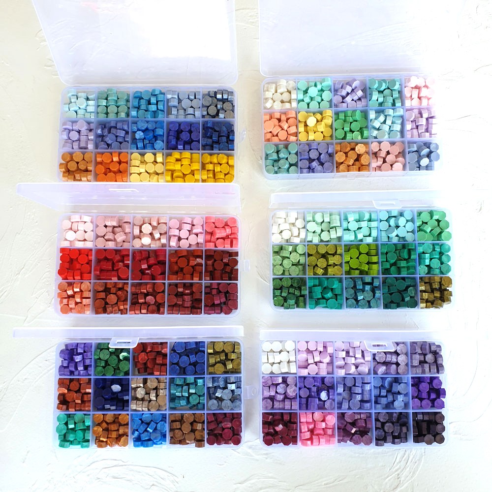 실링왁스 스탬프 혼합 케이스 비즈왁스 세트 케이스 포함 10색 200알 15색 380알 24색 600알 (국내배송) 8,900원