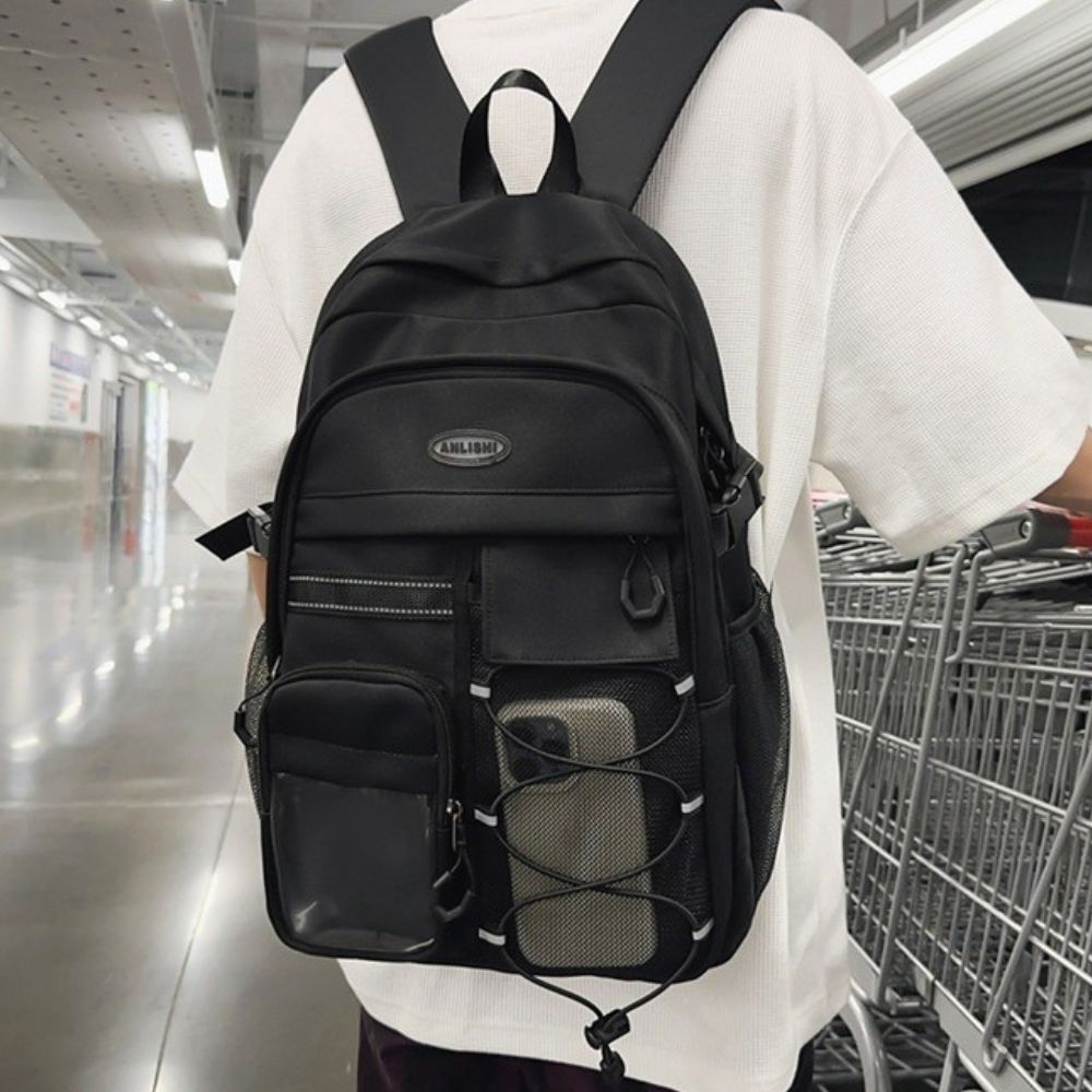 ANLISHI 방수 데일리 백팩 여성 남성 남여공용 모던 심플 커플 가벼운 대용량 빅사이즈 초경량 여행용 캐주얼 노트북 멀티포켓 키링 학생 직장인 백팩 가방 배낭 책가방 19,900원