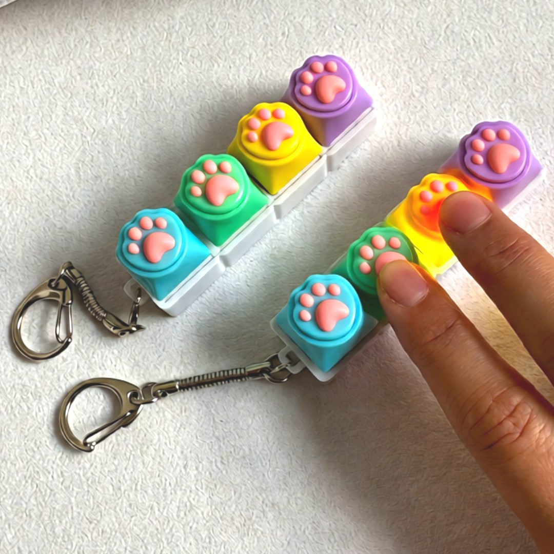 주비아 LED 스트레스 해소용 빛나는 키캡 키링 딸깍이 4구, 1개, LED 발바닥 13,000원