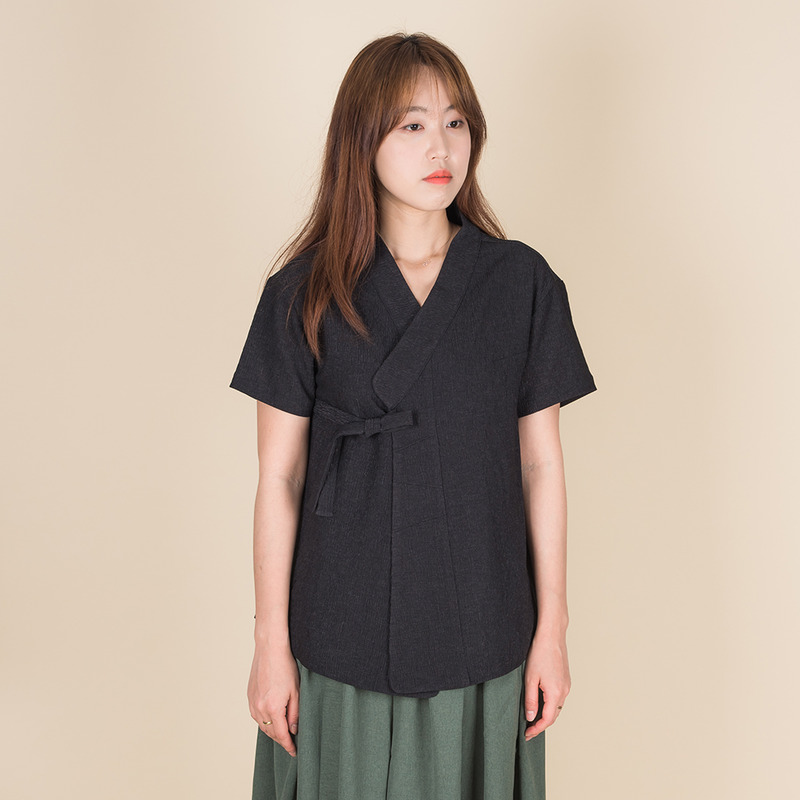 소단 플리트 오버핏 반팔 저고리(블랙) 생활한복(개량한복) 65,000원