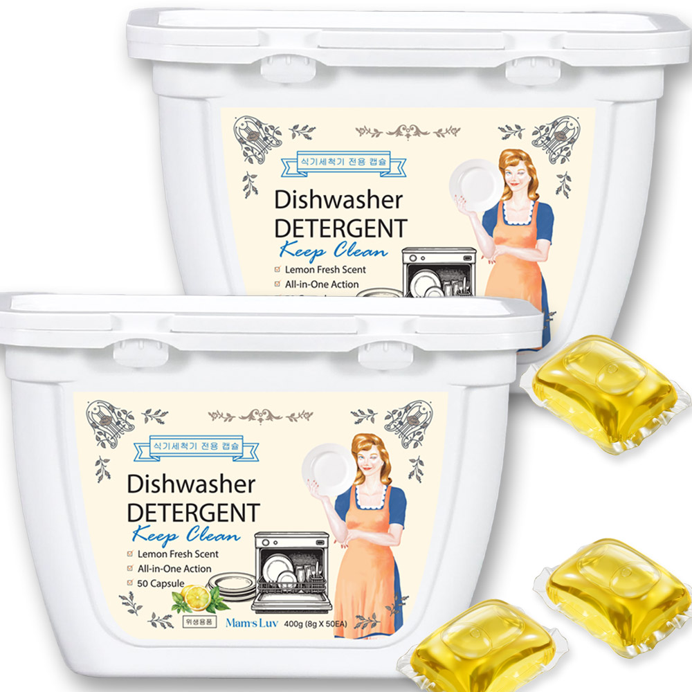 맘스럽 식기세척기 레몬 캡슐세제 50개입 / 과일채소 식기세척기용 주방세제 상큼한 레몬향, 1개, 400g 12,900원