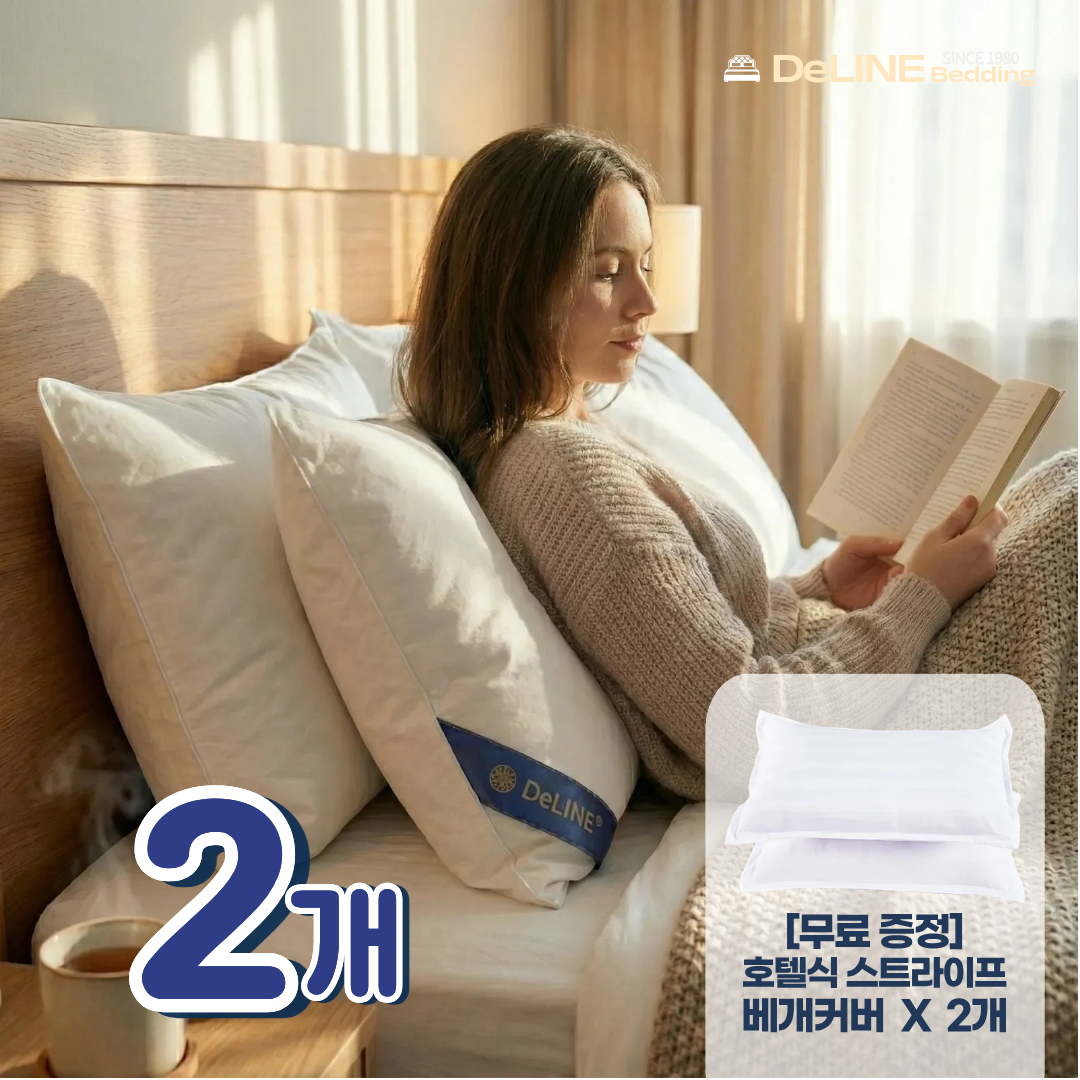 [커버포함] DeLINE 호텔 정품 베개, 20만판매기념, 2개, 화이트 26,000원