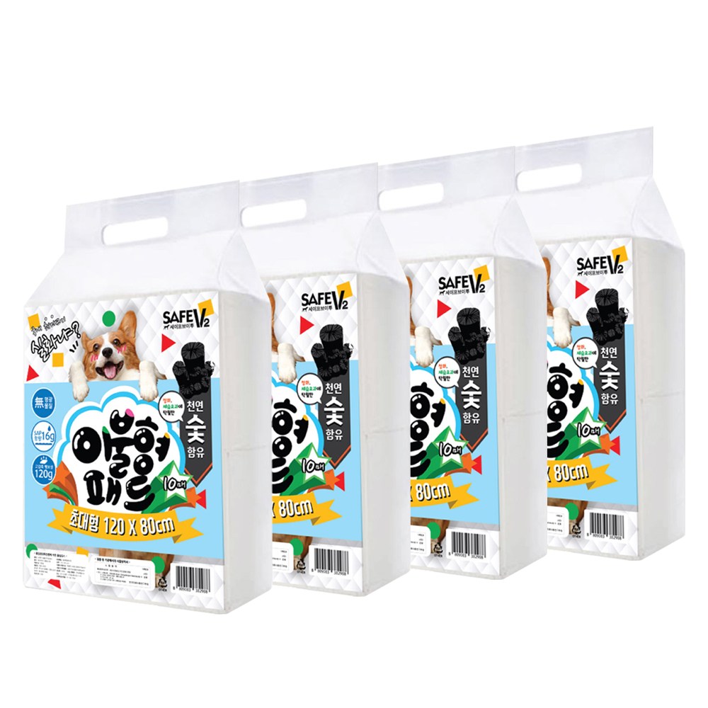 세이프한 이불형 초대형 숯 배변패드 10매 (120x80cm), 4개, 10개입 30,650원