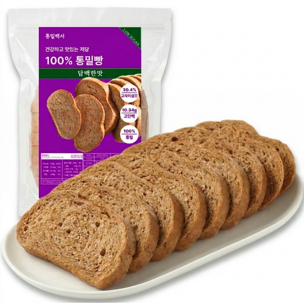 통밀백서 100% 저당 통밀빵 단백질 비건 백프로 통밀 식빵 곡물 프로틴 간식 식사 빵 15,900원